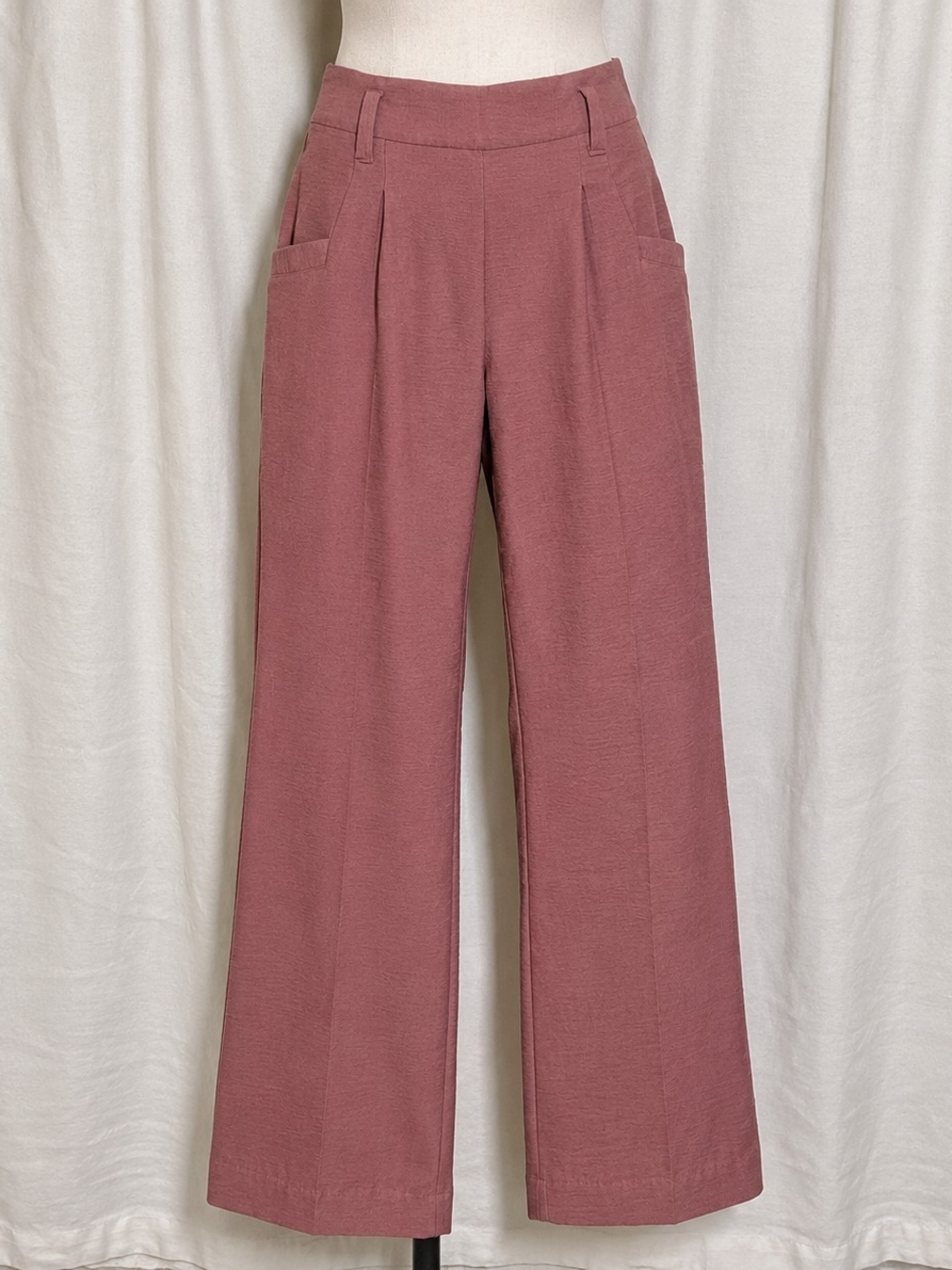 C By One Mauve Pink High Waist Wide Leg Pleated Trousers Pants M